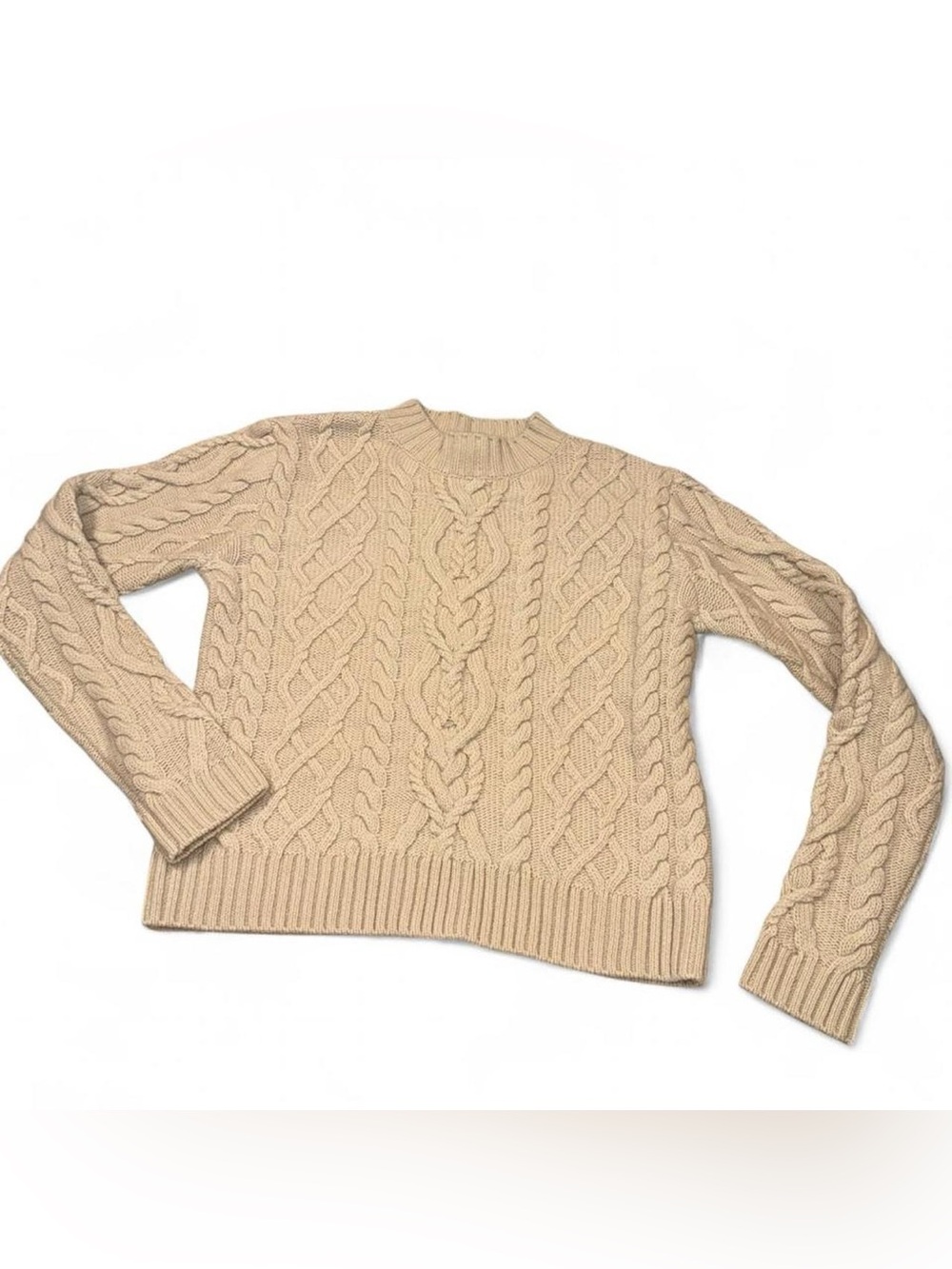 MaxMara Beige Cable Knit Crewneck Sweater